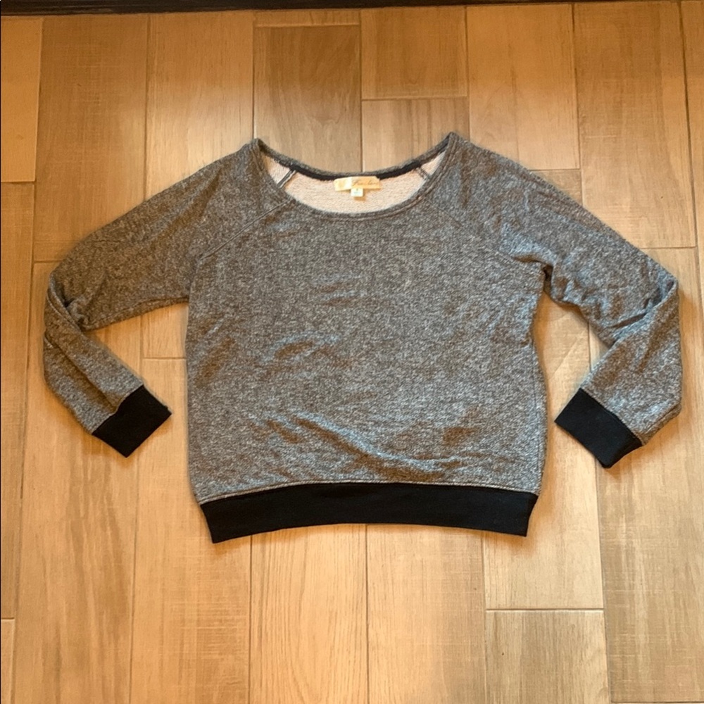 Feathers Gray and Black Crew Neck Sweater - Women’s Medium